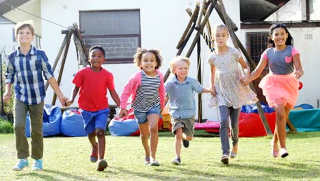 Happy-friends-playing-in-backyard-4k