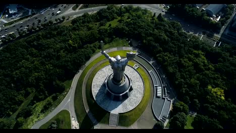 KIEV,-UKRAINE-July-20,-2018:-Aerial-view.-Mother-Motherland