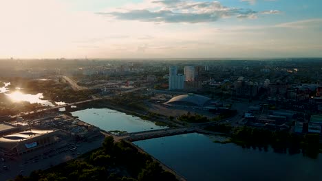 Aerial-view-of-the-main-embankment-of-Chelyabinsk-city,-Russia