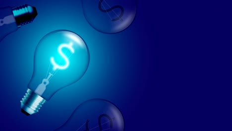 Alphabet-Incandescent-light-bulb-beating-switch-on-set-Currency-USD-(United-States-Dollars)-symbol-concept-glow-in-blue-gradient-background-seamless-looping-animation-4K,-with-copy-space