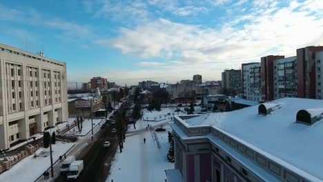 Winter-city-in-the-snow-with-a-bird's-eye-view.