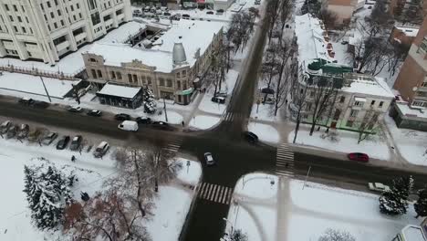 Winter-city-in-the-snow-with-a-bird's-eye-view.