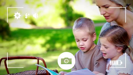 Fotografieren-einer-Familie-auf-einer-Digitalkamera