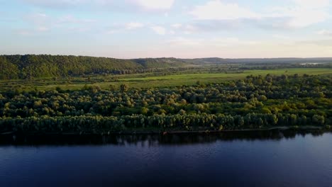 Beautiful-view-from-the-air.-Flying-over-the-river-islands.-near-Finland.-Russia.-Karelia.-Summer.