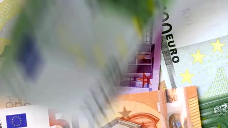 Fliegende-Euro-Banknoten-europäischer-Währung