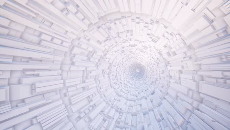 Futuristic-white-tunnel-3d-rendered-animation.-Realistic-sci-fi-corridor-with-volumetric-rectangular-design-elements-on-walls-footage.-Modern-architecture-concept.-Hi-tech-tube-interior-video