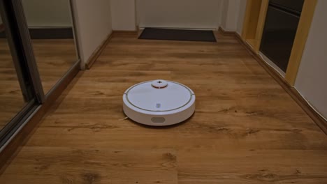 Robot-vacuum-cleaner-cleans-the-hallway