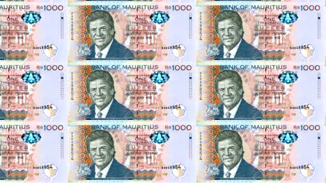 Banknotes-of-one-thousand-rupees-of-the-Mauritius-Islands,-cash-money,-loop