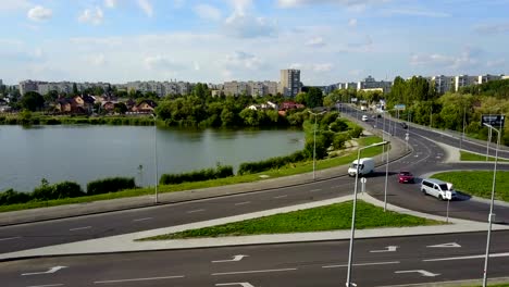 Houses-And-Roads-In-The-City-Vinnitsa,-Ukraine