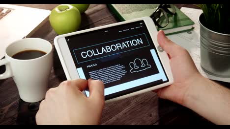Checking-collaboration-info-using-digital-tablet