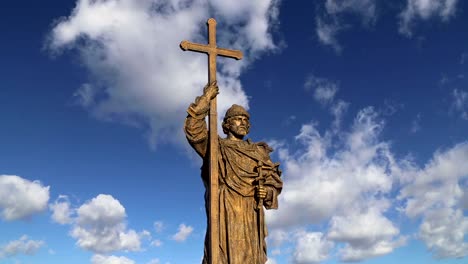 Monument-to-Holy-Prince-Vladimir-the-Great-on-Borovitskaya-Square-in-Moscow-near-the-Kremlin,-Russia.--The-opening-ceremony-took-place-on-November-4,-2016