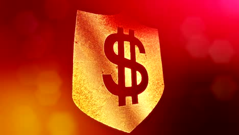 dollar-sign-on-the-shield.-Finance-background-of-luminous-particles.-3D-loop-animation-with-depth-of-field,-bokeh-and-copy-space-for-your-text.-red-color-v1