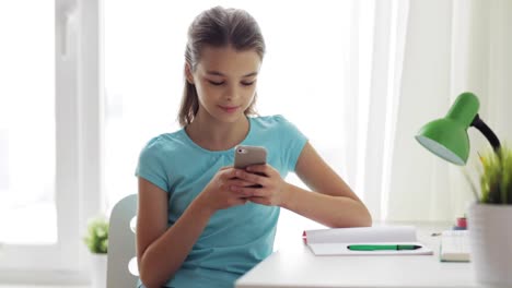 smiling-girl-texting-on-smartphone-at-home