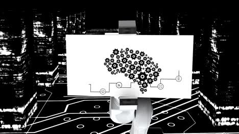 Robot-arm-shows-diagram-on-white-and-black-background