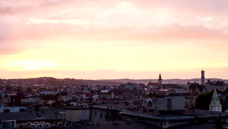 Time-lapse-Sunset-timelapse-in-old-city-with-great-architecture.-Lviv,-Ukraine.