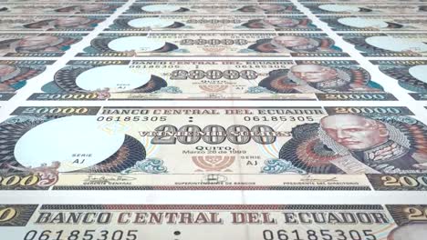 Banknotes-of-twenty-thousand-ecuadorian-sucre-of-Ecuador,-cash-money,-loop