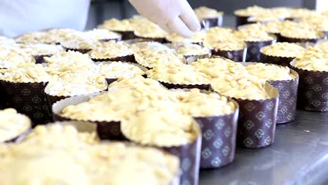 manos-de-chef-de-repostería-azúcar-en-polvo-por-aspersión-en-masa-para-las-palomas-de-la-torta-de-Pascua