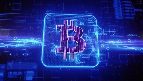 Bitcoin-icon-on-abstract-blue-background