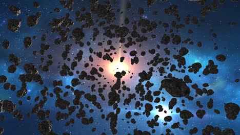 Beautiful-flying-through-the-asteroid-belt-in-outer-space.-The-collision-of-asteroids,-hyperspace