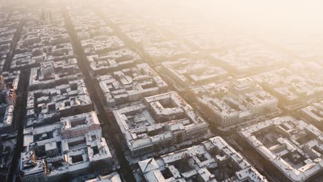 Aerial-view-of-old-city-center-during-sunny-winter-day