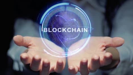 Las-manos-muestran-el-holograma-Round-blockchain