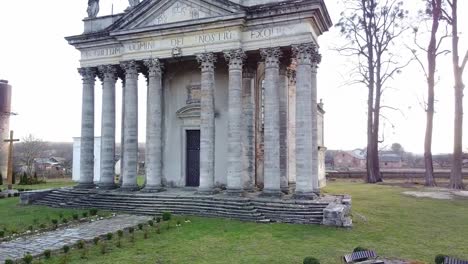 Roman-Catholic-Church-Aerial,-Ukraine