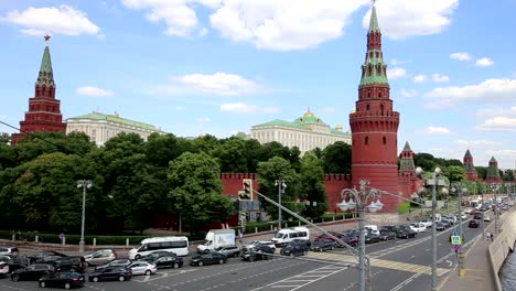 Vista-del-Kremlin-de-Moscú-en-un-día-soleado,-Rusia---Arquitectura-y-punto-de-referencia-de-Moscú,-paisaje-urbano-de-Moscú