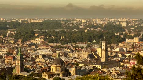 Time-lapse-in-old-city-with-moving-clouds.-Lviv,-Ukraine.