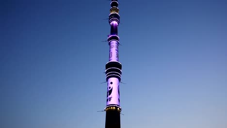 Television-(Ostankino)-tower-at-Night,-Moscow,-Russia