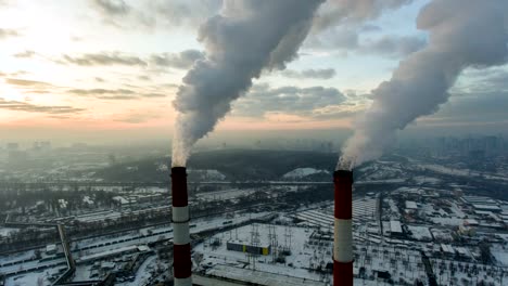 Aerial-view-of-a-smokestacks