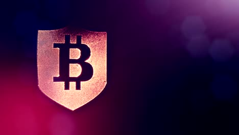 Bitcoin-insignia-dentro-de-la-pantalla.-Fondo-financiero-hecho-de-partículas-de-brillo-como-holograma-vitrtual.-Animación-loop-3D-brillante-con-la-profundidad-de-campo,-bokeh-y-copia.-Fondo-violeta-1