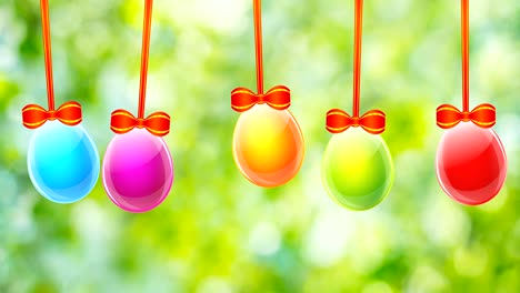 Colorful-Easter-eggs-on-green-abstract-background