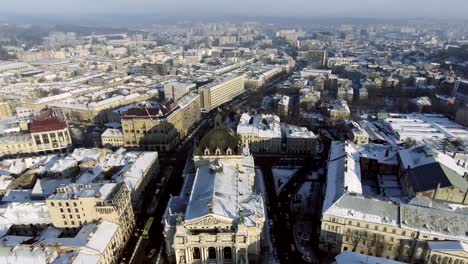 Day-aerial-shot-of-central-part-of-Lviv-city