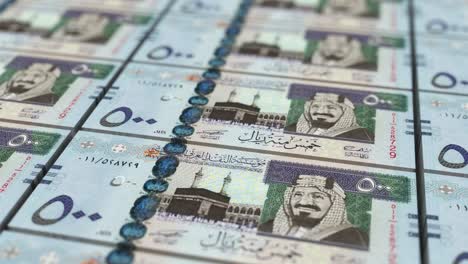 Saudi-Arabien-500-Riyal-Banknoten-Looping-Hintergrund