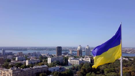 Flag-of-Ukraine-against-the-background-of-the-city-of-Dnipro