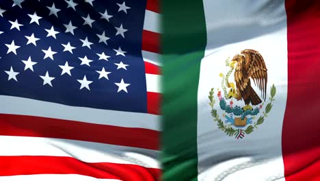 Fondo-de-banderas-de-Estados-Unidos-y-México,-las-relaciones-diplomáticas-y-económicas