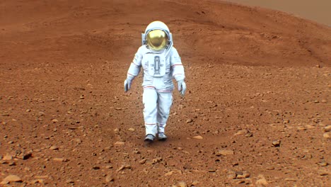 4-K-Astronaut-zu-Fuß-auf-der-Oberfläche-des-Mars.-(Hintergrund-Elemente-von-der-NASA-eingerichtet.)