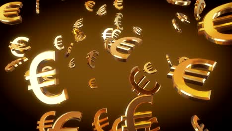 Euro-sign-falling,-3D-animation