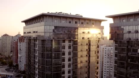 Aerial-view-modern-glass-building-in-Kyiv,-Ukraine,-European-modern-architecture.