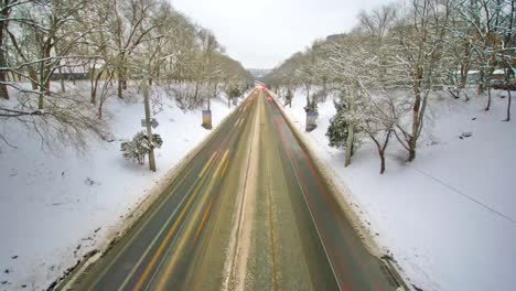 The-Spusk-of-Passionarie-Klochkovsky-downhill-one-of-the-oldest-roads-of-Kharkiv-city-day-to-night-timelapse