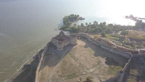 Flying-on-drone-over-ancient-fortress-Akkerman-which-is-on-the-bank-of-the-Dniester-estuary-in-Bilhorod-Dnistrovskyi-city