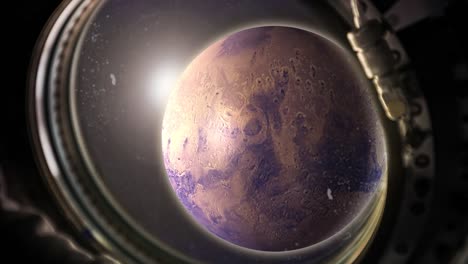 4k-animation-of-realistic-planet-Mars-with-solar-flare-in-space-view-from-the-window