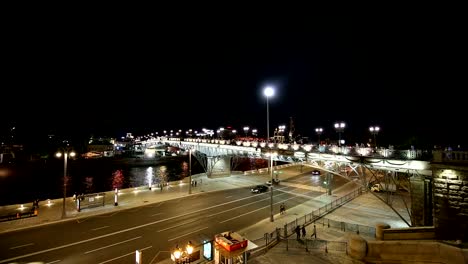 Patriarshy-Bridge---is-a-steel-pedestrian-box-girder-bridge-that-spans-Moskva-River-near-the-Cathedral-of-Christ-the-Saviour-in-downtown-Moscow,-Russia