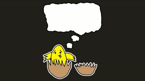 Kids-drawing-black-Background-with-theme-of-speech-bubbles-and-chicken-hatch