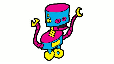 Niños-dibujo-fondo-blanco-con-tema-de-robot