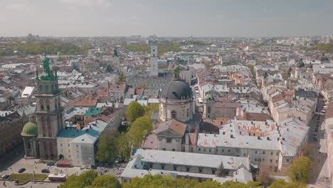 Lvov,-Ukraine.-Aerial-City-Lviv,-Ukraine.-Panorama-of-the-old-town.-Dominican