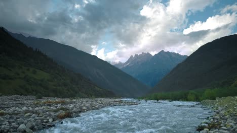 View-of-the-mountain-river-in-Georgia.-Mount-Tetnuldi