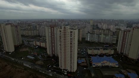 Aerial-footage-of-gray-Soviet-houses-pattern.-USSR-identical-houses