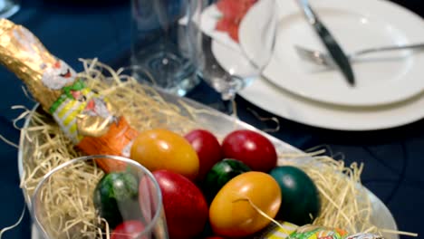 Easter-Festive-Table-With-Bunny-And-Eggs-Decoration