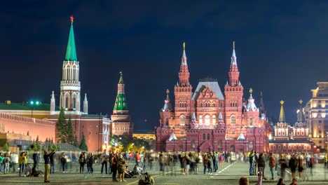 Moscow-Russia-time-lapse-4K,-city-skyline-night-timelapse-at-Red-Square-and-Nikolskaya-Tower